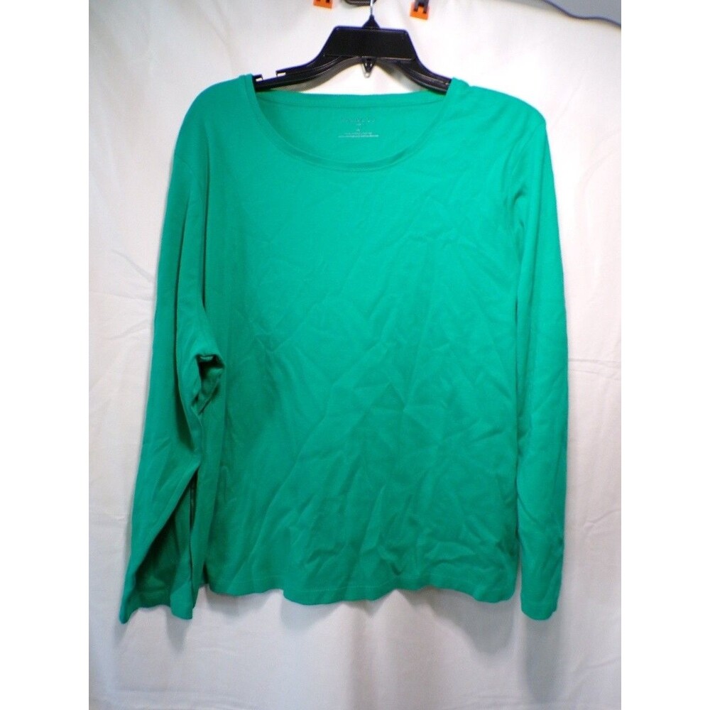 Talbots Women's Plus 3X Green Teal 100% Cotton Long Sleeve T Shirt
